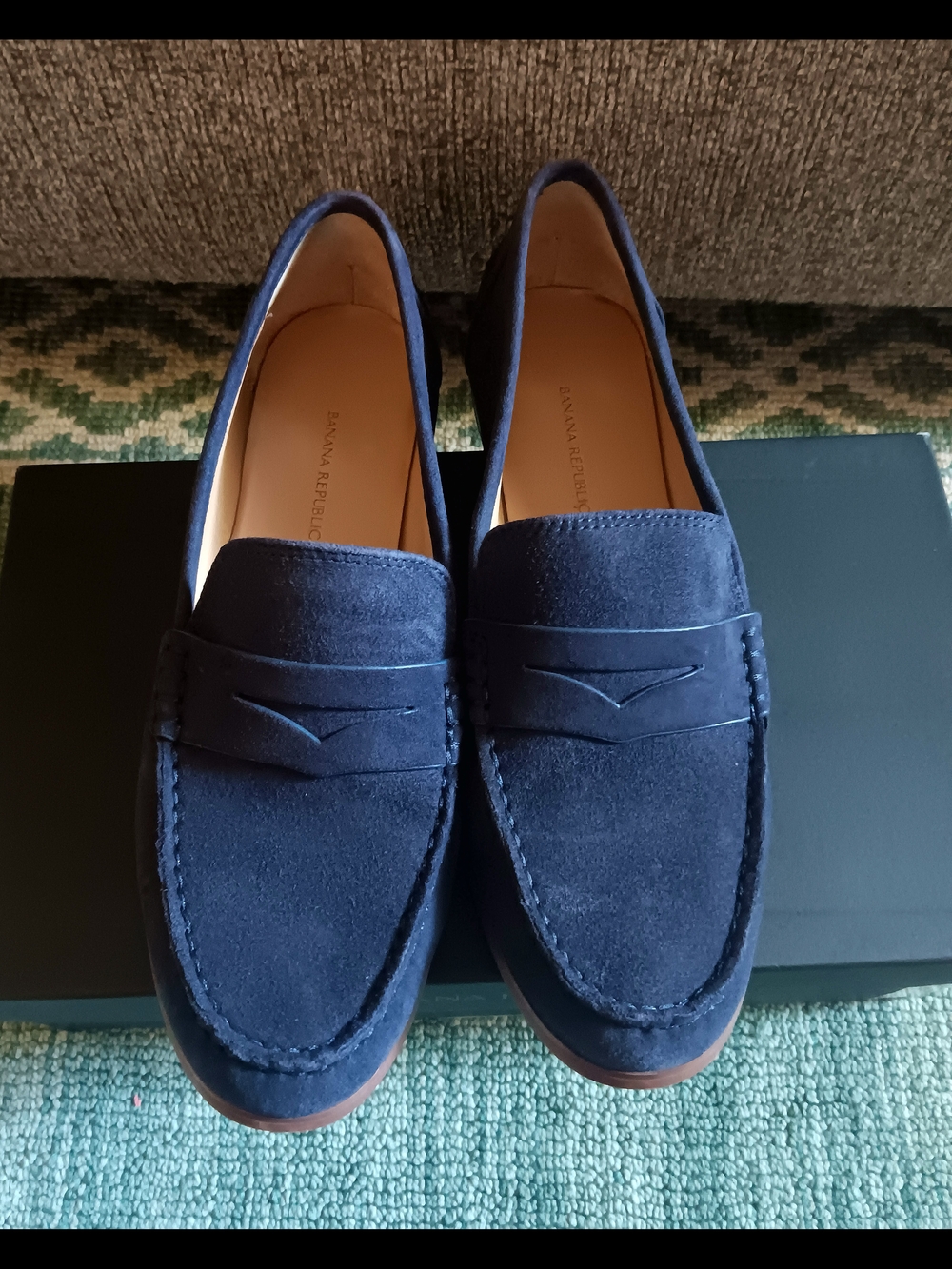 Banana Republic Navy Blue Suede Penny Loafers - Picture 3 of 3